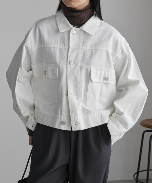 Aunt Marie's（アントマリーズ）の「【サイズ展開あり】オーバーサイズルーズGジャン（デニムジャケット・レディース・ブラック/ブルー/ネイビー/ホワイト・SMALL/FREE）」の15枚目の写真