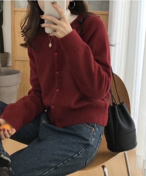 sorule（ソルレ）の「ベーシックニットカーディガン（ニット/セーター・レディース・ベージュ/イエロー/グレー/ブラック/パープル/レッド・FREE）」の6枚目の写真