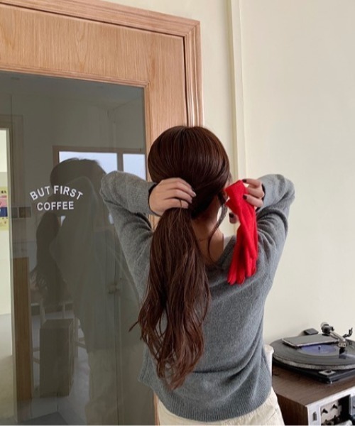 sorule（ソルレ）の「ベーシックニットカーディガン（ニット/セーター・レディース・ベージュ/イエロー/グレー/ブラック/パープル/レッド・FREE）」の7枚目の写真