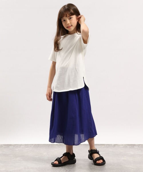 GLOBAL WORK Smile Seed Store(グローバルワーク スマイルシードストア)の「コットン裾ラウンドTシャツ半袖/キッズ/175820(Tシャツ/カットソー・キッズ・オフホワイト/ラベンダー/ブラック/ホワイト×ブラック・130cm/110cm/100cm/150cm/120cm/140cm)」の7枚目の写真