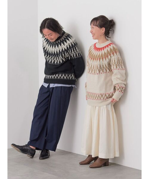 CRAFT STANDARD BOUTIQUE(クラフトスタンダードブティック)の「【男女兼用】求心柄ブラッシングニット(ニット/セーター・レディース・アイボリー/カーキ/ダークベージュ/ブラック・L/XL/M)」の8枚目の写真