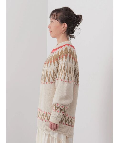 CRAFT STANDARD BOUTIQUE(クラフトスタンダードブティック)の「【男女兼用】求心柄ブラッシングニット(ニット/セーター・レディース・アイボリー/カーキ/ダークベージュ/ブラック・L/XL/M)」の10枚目の写真