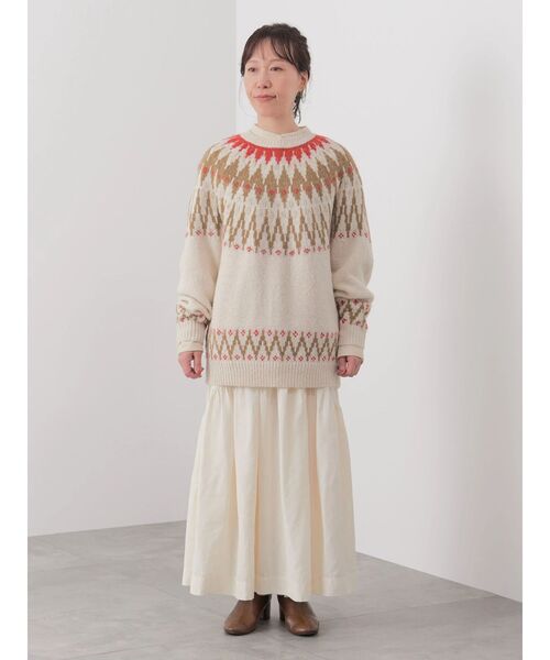 CRAFT STANDARD BOUTIQUE(クラフトスタンダードブティック)の「【男女兼用】求心柄ブラッシングニット(ニット/セーター・レディース・アイボリー/カーキ/ダークベージュ/ブラック・L/XL/M)」の12枚目の写真