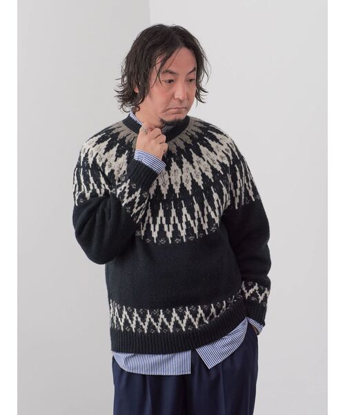 CRAFT STANDARD BOUTIQUE(クラフトスタンダードブティック)の「【男女兼用】求心柄ブラッシングニット(ニット/セーター・レディース・アイボリー/カーキ/ダークベージュ/ブラック・L/XL/M)」の15枚目の写真