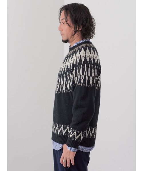 CRAFT STANDARD BOUTIQUE(クラフトスタンダードブティック)の「【男女兼用】求心柄ブラッシングニット(ニット/セーター・レディース・アイボリー/カーキ/ダークベージュ/ブラック・L/XL/M)」の16枚目の写真