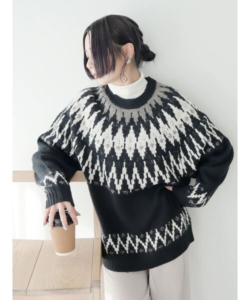 CRAFT STANDARD BOUTIQUE(クラフトスタンダードブティック)の「【男女兼用】求心柄ブラッシングニット(ニット/セーター・レディース・アイボリー/カーキ/ダークベージュ/ブラック・L/XL/M)」の21枚目の写真