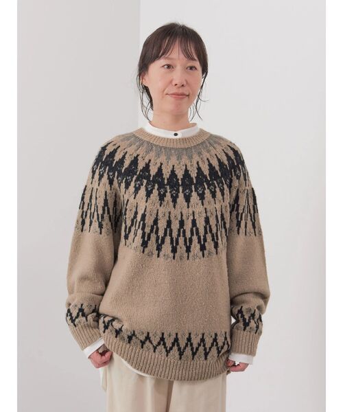 CRAFT STANDARD BOUTIQUE(クラフトスタンダードブティック)の「【男女兼用】求心柄ブラッシングニット(ニット/セーター・レディース・アイボリー/カーキ/ダークベージュ/ブラック・L/XL/M)」の22枚目の写真