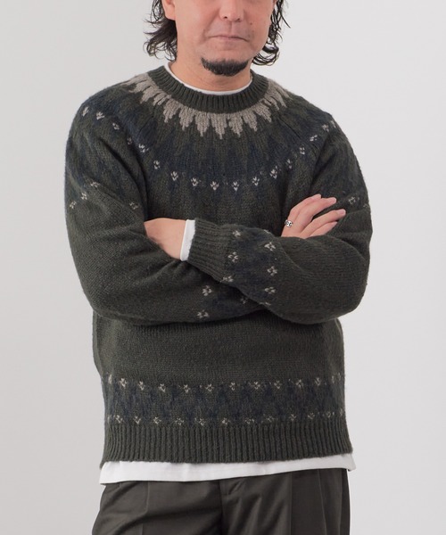 CRAFT STANDARD BOUTIQUE(クラフトスタンダードブティック)の「【男女兼用】求心柄ブラッシングニット(ニット/セーター・レディース・アイボリー/カーキ/ダークベージュ/ブラック・L/XL/M)」の2枚目の写真