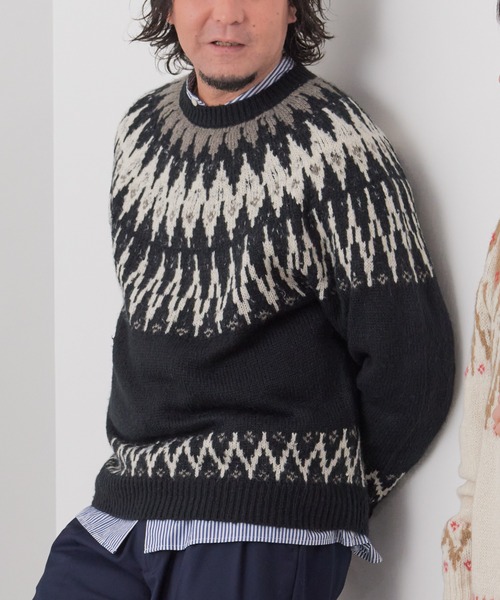 CRAFT STANDARD BOUTIQUE(クラフトスタンダードブティック)の「【男女兼用】求心柄ブラッシングニット(ニット/セーター・レディース・アイボリー/カーキ/ダークベージュ/ブラック・L/XL/M)」の5枚目の写真
