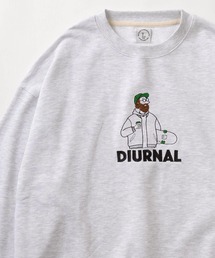 「IDEAL&DIURNAL」ジェントルマン 刺繍イラストデザイン ビッグシルエット クルーネックスウェット/裏毛トレーナー