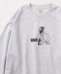 「IDEAL&DIURNAL」ジェントルマン 刺繍イラストデザイン ビッグシルエット クルーネックスウェット/裏毛トレーナー