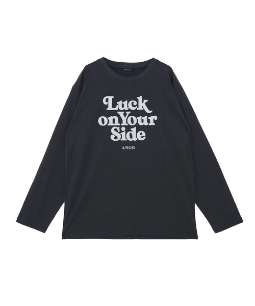 ANDGEEBEE（アンジービー）の「UNISEX サテンワッペンロゴロンT（Tシャツ/カットソー・レディース・チャコールグレー/アイボリー・FREE）」の15枚目の写真