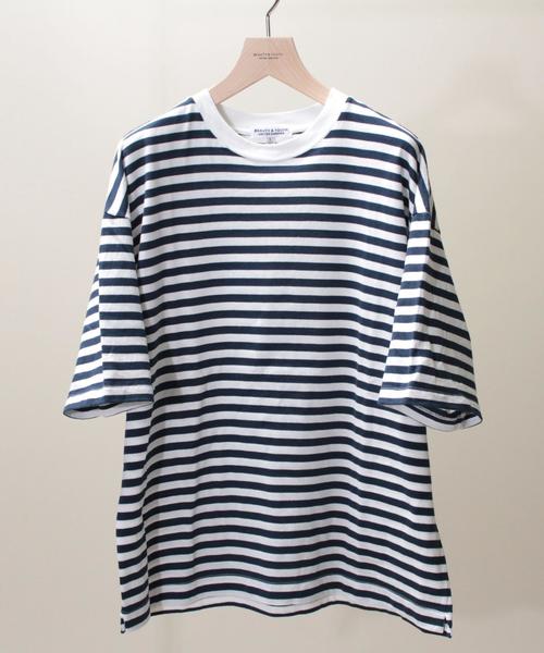 BEAUTY&YOUTH UNITED ARROWS（ビューティーアンドユースユナイテッドアローズ）の「【WEB限定】by∴ ワイドボーダークルーネック ハーフスリーブ カットソー MADE IN JAPAN ◆（Tシャツ/カットソー・メンズ・その他1/その他2/その他3・MEDIUM/SMALL/LARGE）」の2枚目の写真