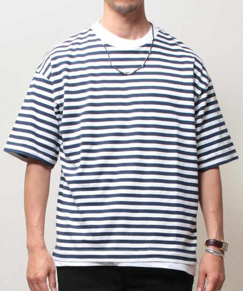 BEAUTY&YOUTH UNITED ARROWS（ビューティーアンドユースユナイテッドアローズ）の「【WEB限定】by∴ ワイドボーダークルーネック ハーフスリーブ カットソー MADE IN JAPAN ◆（Tシャツ/カットソー・メンズ・その他1/その他2/その他3・MEDIUM/SMALL/LARGE）」の6枚目の写真