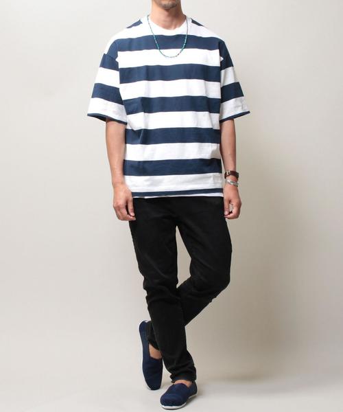 BEAUTY&YOUTH UNITED ARROWS（ビューティーアンドユースユナイテッドアローズ）の「【WEB限定】by∴ ワイドボーダークルーネック ハーフスリーブ カットソー MADE IN JAPAN ◆（Tシャツ/カットソー・メンズ・その他1/その他2/その他3・MEDIUM/SMALL/LARGE）」の4枚目の写真