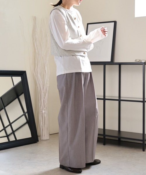 ULEULA（ウルア）の「ルーズワイドタックパンツ/美脚パンツ（その他パンツ・レディース・グレー/ブラック/アイボリー・FREE）」の10枚目の写真