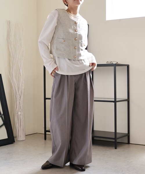 ULEULA（ウルア）の「ルーズワイドタックパンツ/美脚パンツ（その他パンツ・レディース・グレー/ブラック/アイボリー・FREE）」の8枚目の写真