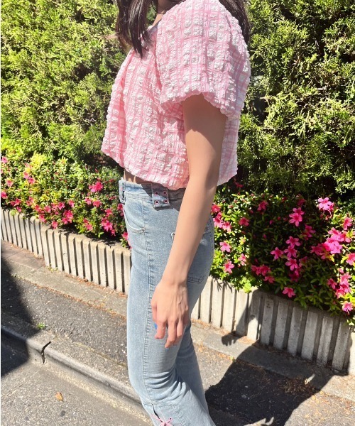 MORE self LOVE（モアセルフラブ）の「サイドレースアップデニム（デニムパンツ・レディース・ブルー・SMALL/LARGE/X-LARGE）」の14枚目の写真