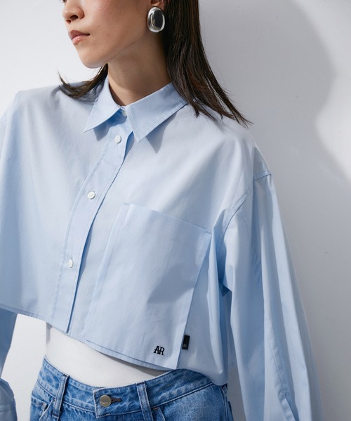 ADAM ET ROPE'（アダムエロペ）の「ロゴショートシャツ（シャツ/ブラウス・レディース・サックスブルー/ブルー系その他4/ホワイト系その他2・FREE）」の3枚目の写真