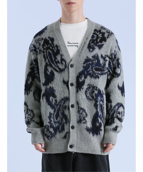 semantic design（セマンティックデザイン）の「【オーバーサイズ】セマンティックデザイン モヘアタッチ ペイズリー Vネック ニットカーディガン（カーディガン/ボレロ・メンズ・グレー/ブラック・LARGE/MEDIUM）」の6枚目の写真