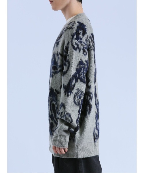 semantic design（セマンティックデザイン）の「【オーバーサイズ】セマンティックデザイン モヘアタッチ ペイズリー Vネック ニットカーディガン（カーディガン/ボレロ・メンズ・グレー/ブラック・LARGE/MEDIUM）」の7枚目の写真