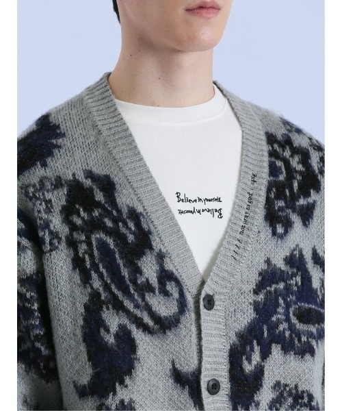 semantic design（セマンティックデザイン）の「【オーバーサイズ】セマンティックデザイン モヘアタッチ ペイズリー Vネック ニットカーディガン（カーディガン/ボレロ・メンズ・グレー/ブラック・LARGE/MEDIUM）」の9枚目の写真