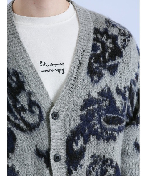 semantic design（セマンティックデザイン）の「【オーバーサイズ】セマンティックデザイン モヘアタッチ ペイズリー Vネック ニットカーディガン（カーディガン/ボレロ・メンズ・グレー/ブラック・LARGE/MEDIUM）」の11枚目の写真