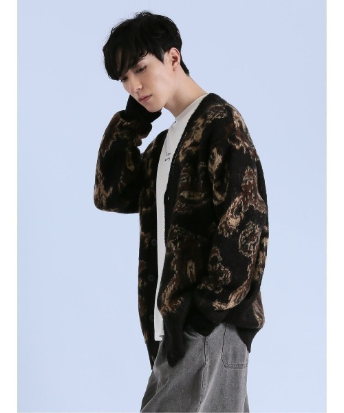 semantic design（セマンティックデザイン）の「【オーバーサイズ】セマンティックデザイン モヘアタッチ ペイズリー Vネック ニットカーディガン（カーディガン/ボレロ・メンズ・グレー/ブラック・LARGE/MEDIUM）」の13枚目の写真