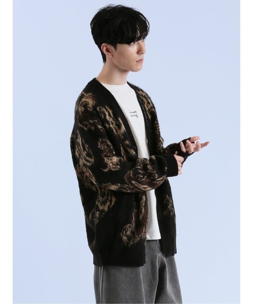 semantic design（セマンティックデザイン）の「【オーバーサイズ】セマンティックデザイン モヘアタッチ ペイズリー Vネック ニットカーディガン（カーディガン/ボレロ・メンズ・グレー/ブラック・LARGE/MEDIUM）」の15枚目の写真