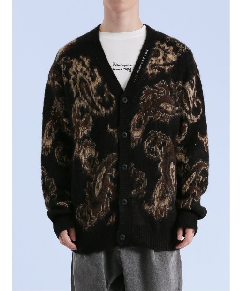 semantic design（セマンティックデザイン）の「【オーバーサイズ】セマンティックデザイン モヘアタッチ ペイズリー Vネック ニットカーディガン（カーディガン/ボレロ・メンズ・グレー/ブラック・LARGE/MEDIUM）」の16枚目の写真