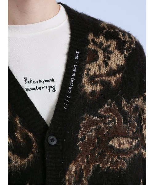 semantic design（セマンティックデザイン）の「【オーバーサイズ】セマンティックデザイン モヘアタッチ ペイズリー Vネック ニットカーディガン（カーディガン/ボレロ・メンズ・グレー/ブラック・LARGE/MEDIUM）」の21枚目の写真