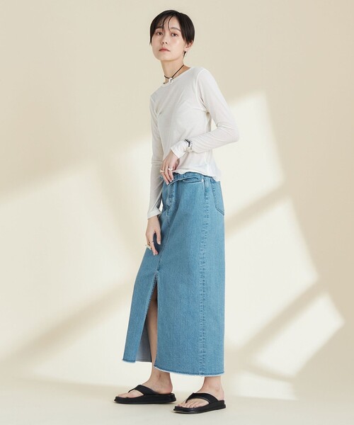 【Anthropologie】Reformation デリラ・デニム・ミディスカート デコンストラクテッド スカート ミディ (デニム) ブルー - LOEWE