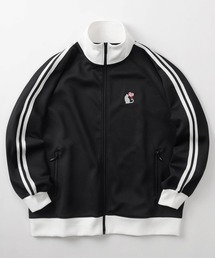 ハート＆にゃんこ モチーフロゴ ワンポイント刺繍 サイドライン トラックジャケット/ジャージ/別注/ Track Jacket
