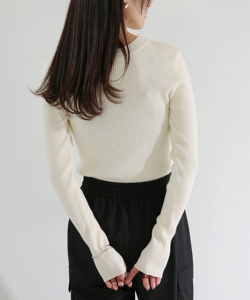 cheriella（シェリエラ）の「【cheriella】WEB限定前後２WAYバックスリットリブニット（ニット/セーター・レディース・アイボリー/ブルーグレー/オレンジ/ライトグレー/ブラック・M）」の7枚目の写真