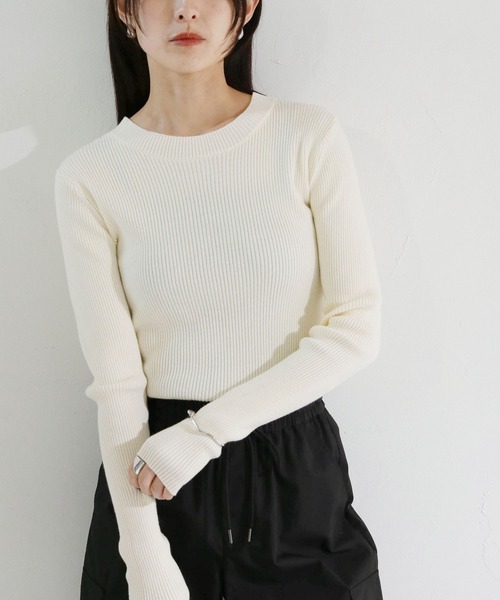 cheriella（シェリエラ）の「【cheriella】WEB限定前後２WAYバックスリットリブニット（ニット/セーター・レディース・アイボリー/ブルーグレー/オレンジ/ライトグレー/ブラック・M）」の10枚目の写真