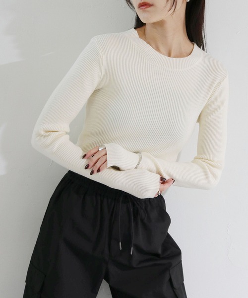 cheriella（シェリエラ）の「【cheriella】WEB限定前後２WAYバックスリットリブニット（ニット/セーター・レディース・アイボリー/ブルーグレー/オレンジ/ライトグレー/ブラック・M）」の11枚目の写真