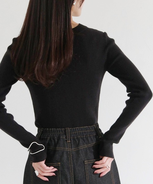 cheriella（シェリエラ）の「【cheriella】WEB限定前後２WAYバックスリットリブニット（ニット/セーター・レディース・アイボリー/ブルーグレー/オレンジ/ライトグレー/ブラック・M）」の20枚目の写真