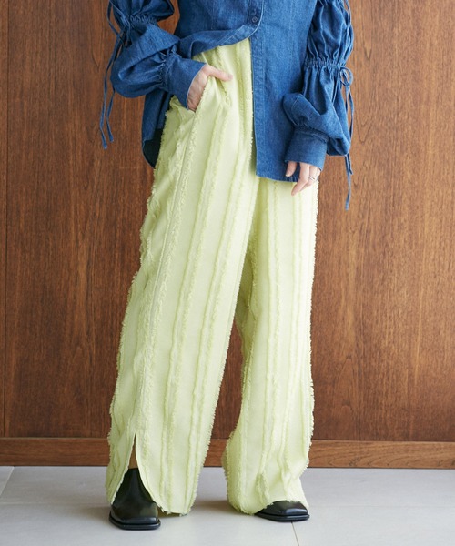 VIS（ビス）の「フリンジパンツ（スラックス・レディース・ミント/キナリ/ブラック・FREE）」の8枚目の写真