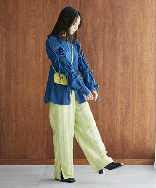 VIS（ビス）の「フリンジパンツ（スラックス・レディース・ミント/キナリ/ブラック・FREE）」の11枚目の写真