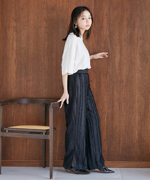 VIS（ビス）の「フリンジパンツ（スラックス・レディース・ミント/キナリ/ブラック・FREE）」の15枚目の写真