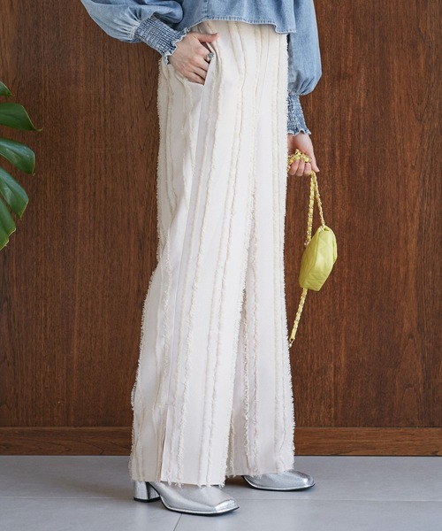 VIS（ビス）の「フリンジパンツ（スラックス・レディース・ミント/キナリ/ブラック・FREE）」の18枚目の写真