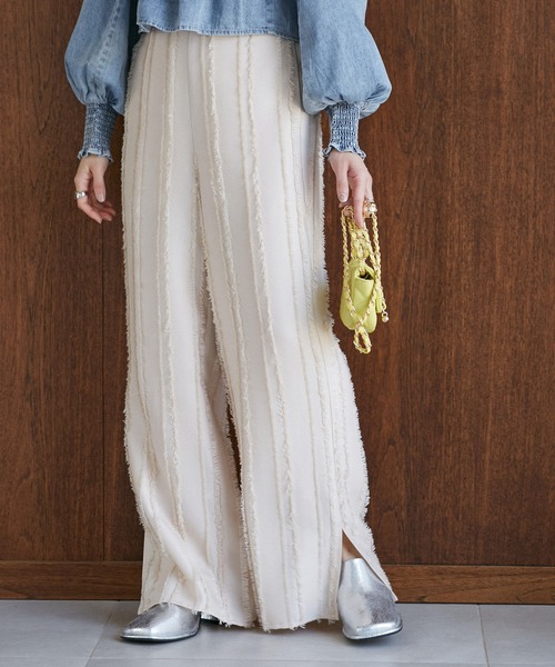 VIS（ビス）の「フリンジパンツ（スラックス・レディース・ミント/キナリ/ブラック・FREE）」の19枚目の写真