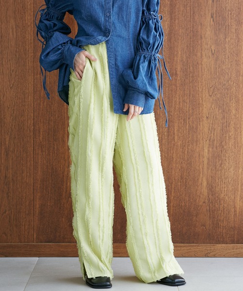 VIS（ビス）の「フリンジパンツ（スラックス・レディース・ミント/キナリ/ブラック・FREE）」の5枚目の写真