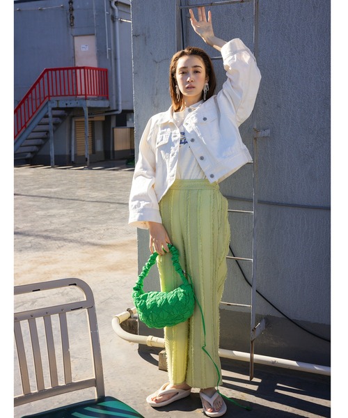 VIS（ビス）の「フリンジパンツ（スラックス・レディース・ミント/キナリ/ブラック・FREE）」の7枚目の写真