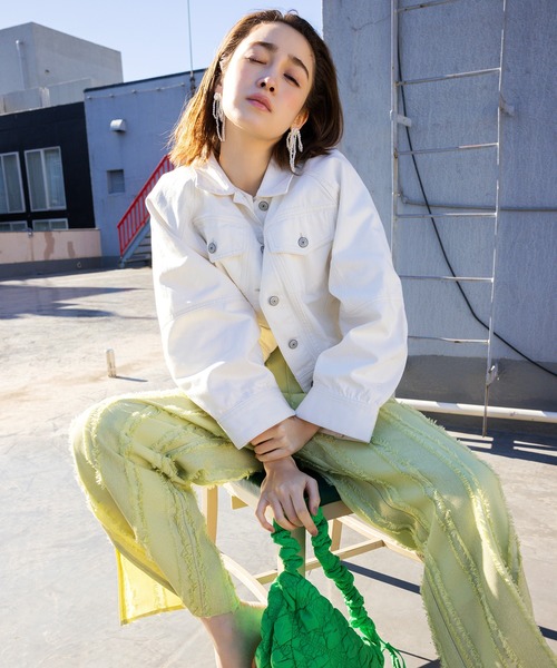 VIS（ビス）の「フリンジパンツ（スラックス・レディース・ミント/キナリ/ブラック・FREE）」の6枚目の写真