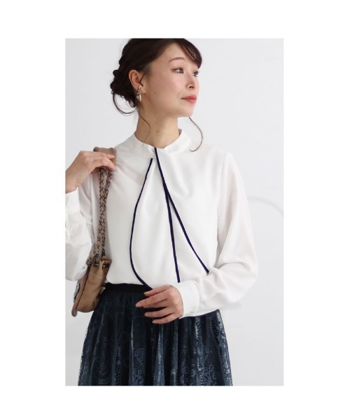 Sawa a la mode(サワアラモード)の「ボウタイ風ブラウス(シャツ/ブラウス・レディース・ブラック/ホワイト・FREE)」の3枚目の写真
