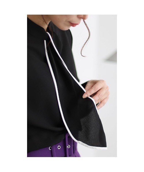 Sawa a la mode(サワアラモード)の「ボウタイ風ブラウス(シャツ/ブラウス・レディース・ブラック/ホワイト・FREE)」の18枚目の写真