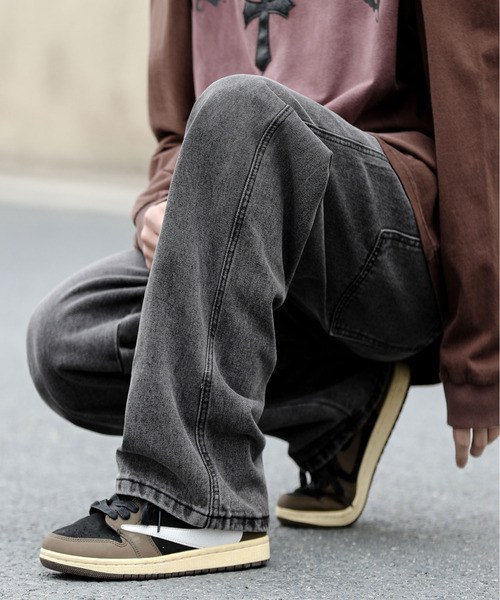 neos（ネオス）の「【neos】ルーズシルエット ビンテージウォッシュ リラックス ワイド イージー デニム パンツ（デニムパンツ・メンズ・グレー/サックスブルー/ブラック/ネイビー・X-LARGE/LARGE/MEDIUM）」の13枚目の写真