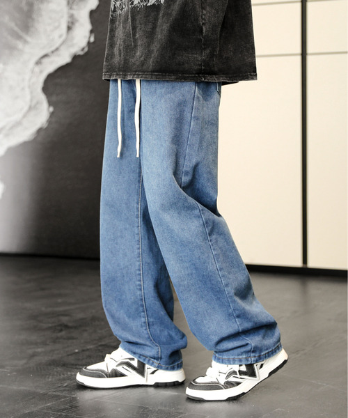 neos（ネオス）の「【neos】ルーズシルエット ビンテージウォッシュ リラックス ワイド イージー デニム パンツ（デニムパンツ・メンズ・グレー/サックスブルー/ブラック/ネイビー・X-LARGE/LARGE/MEDIUM）」の16枚目の写真