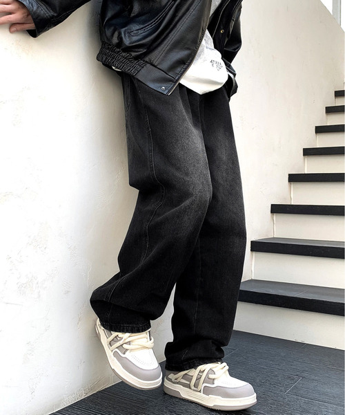 neos（ネオス）の「【neos】ルーズシルエット ビンテージウォッシュ リラックス ワイド イージー デニム パンツ（デニムパンツ・メンズ・グレー/サックスブルー/ブラック/ネイビー・X-LARGE/LARGE/MEDIUM）」の7枚目の写真